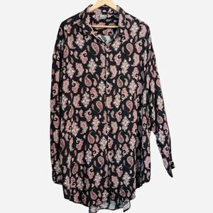 ASOS Women's‎ Shirt Dress Size 4XL Paisley Print Black Western 22/24